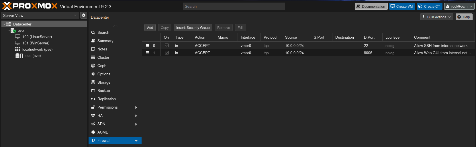 Firewall Config